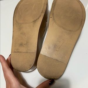 Beige platform flats